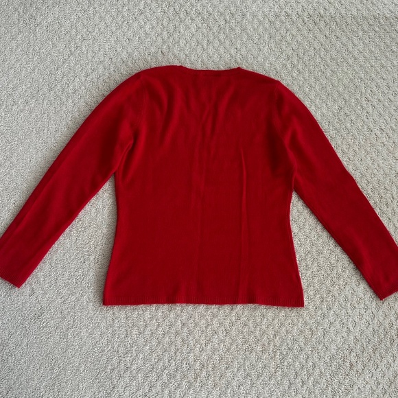 Ann Taylor Women's Cashmere V-Neck Sweater Red Med Cozy Soft Winter Holidays - Picture 5 of 8